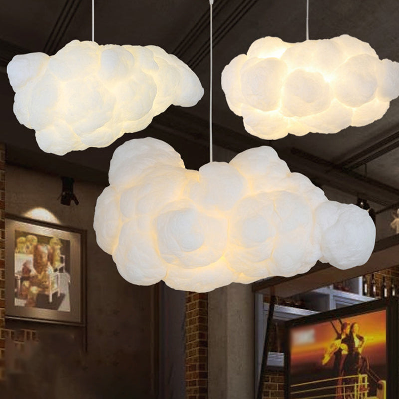 Nimbus cloud pendant light front view, modern minimalist white pendant light