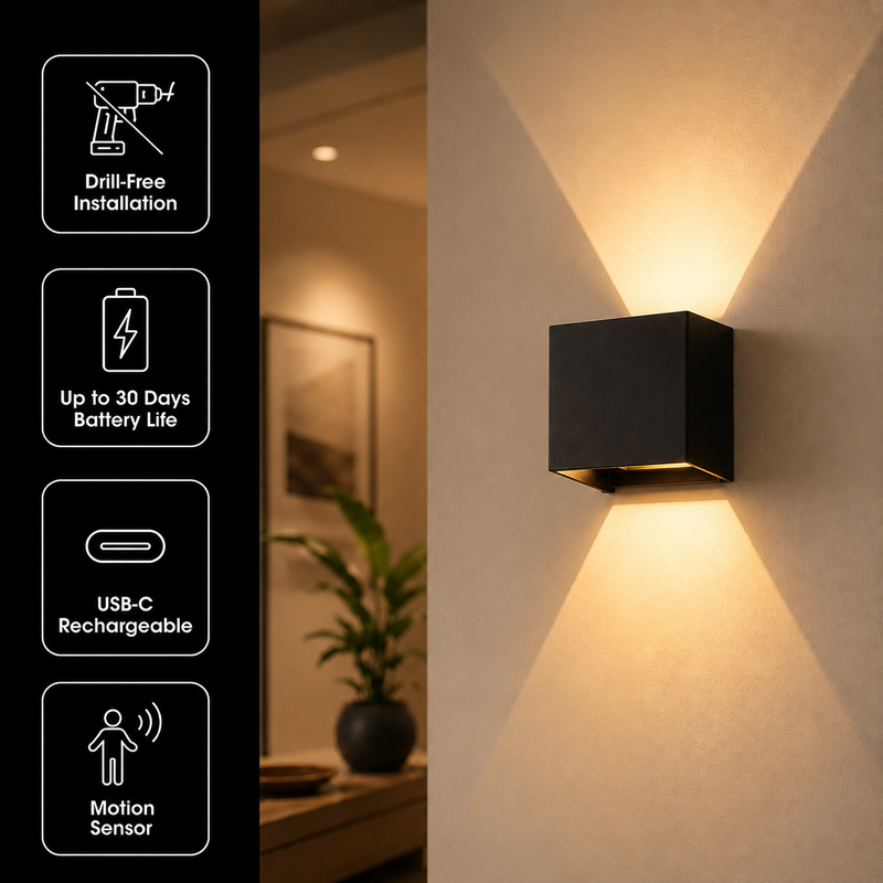 MovoLuxe Motion Sensor Light | Cordless LED Night Light, Rechargeable