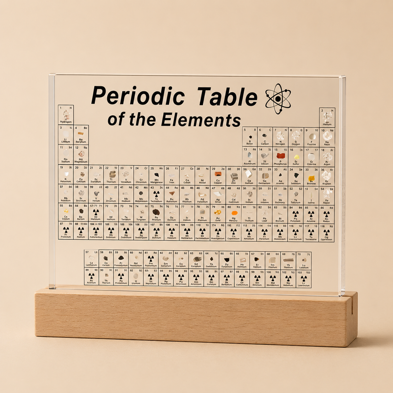 Periodic Table Element Display | 83 Real Elements Laser Engraved Acrylic Science Lamp