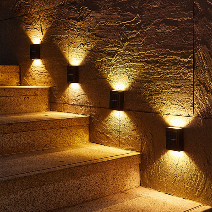 SolarFlare wall light front product view, solar LED garden lamp