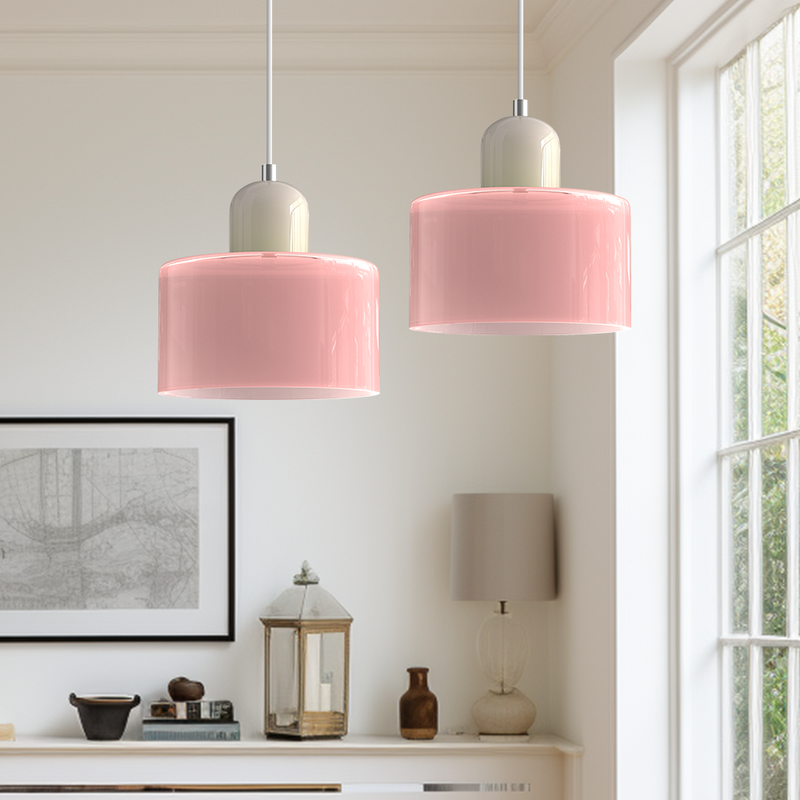 Bauhaus Glass Pendant Light bottom view showing interior bulb housing and geometric framework bauhaus pendant light