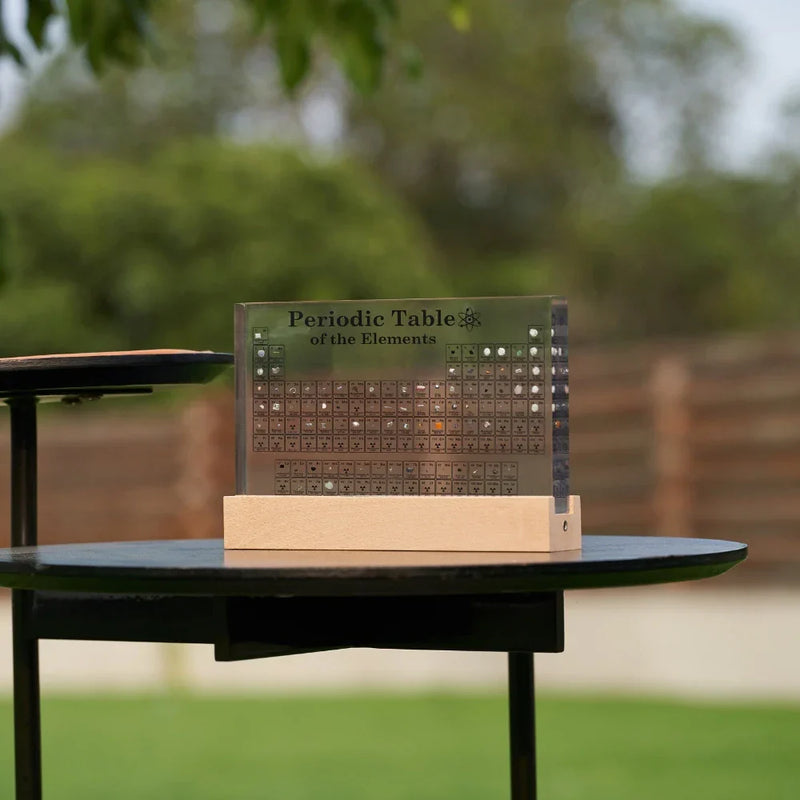 Periodic Table Element Display Lamp detail shot of individual element cells with engraved atomic mass and symbol element display lamp