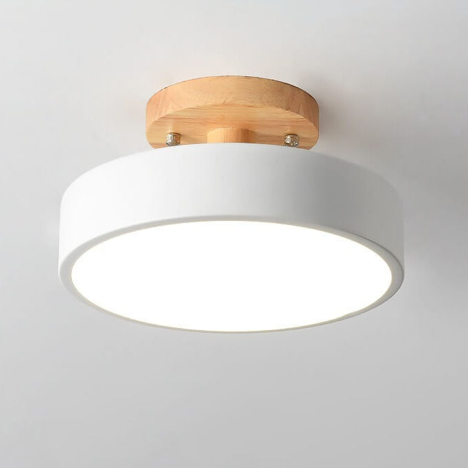 Nordic Round Wood Ceiling Light shown in multiple size variants laid out for comparison minimalist nordic pendant light