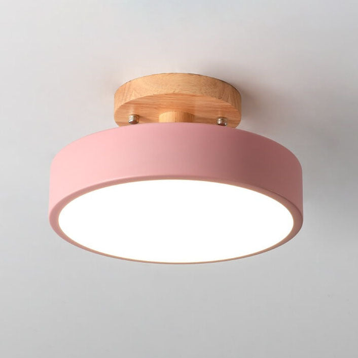 Nordic Round Wood Ceiling Light | Scandinavian LED Minimalist Design side view scandinavian pendant light