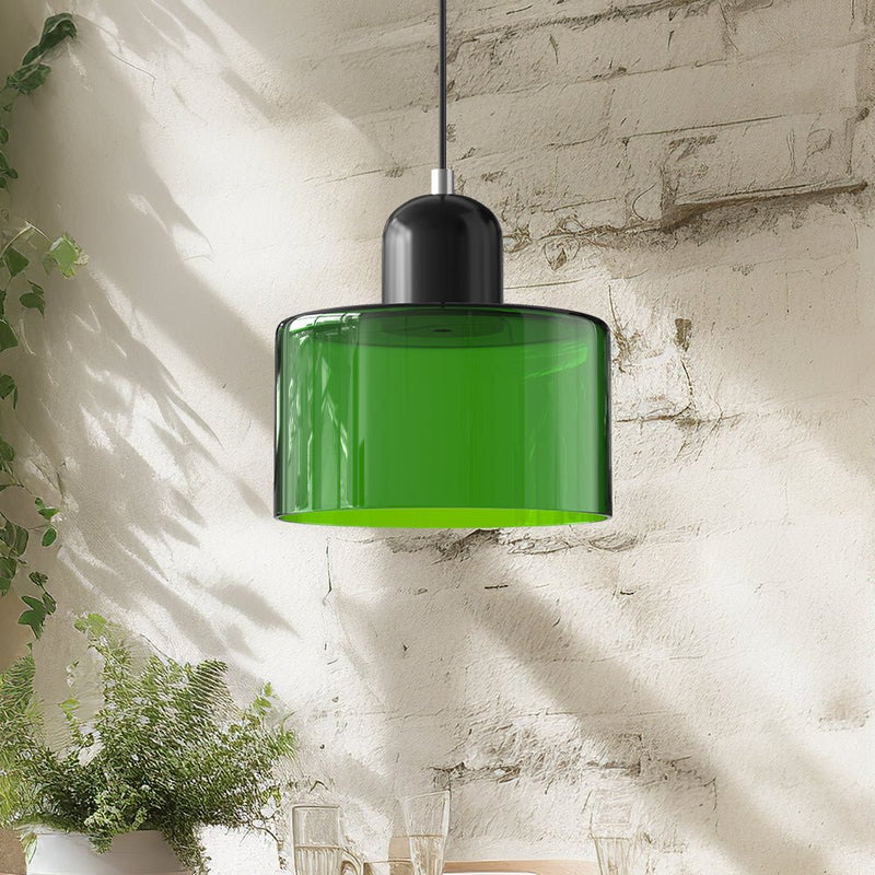 Bauhaus Glass Pendant Light | Geometric Minimalist Art Deco Style Ceiling Fitting in a room setting glass pendant ceiling light