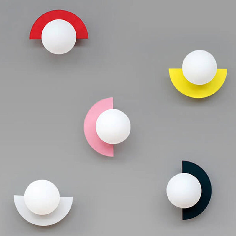 Aurora half moon wall light, coloured glass decorative LED wall lamp, statement wall accent