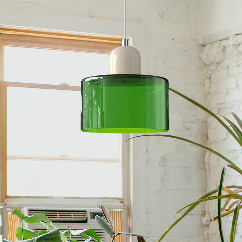 Bauhaus Glass Pendant Light installed in modern interior setting bauhaus pendant light