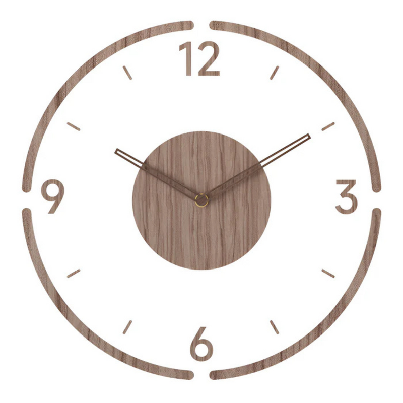 Nock silent wall clock in a bedroom setting, silent wood and acrylic wall clock