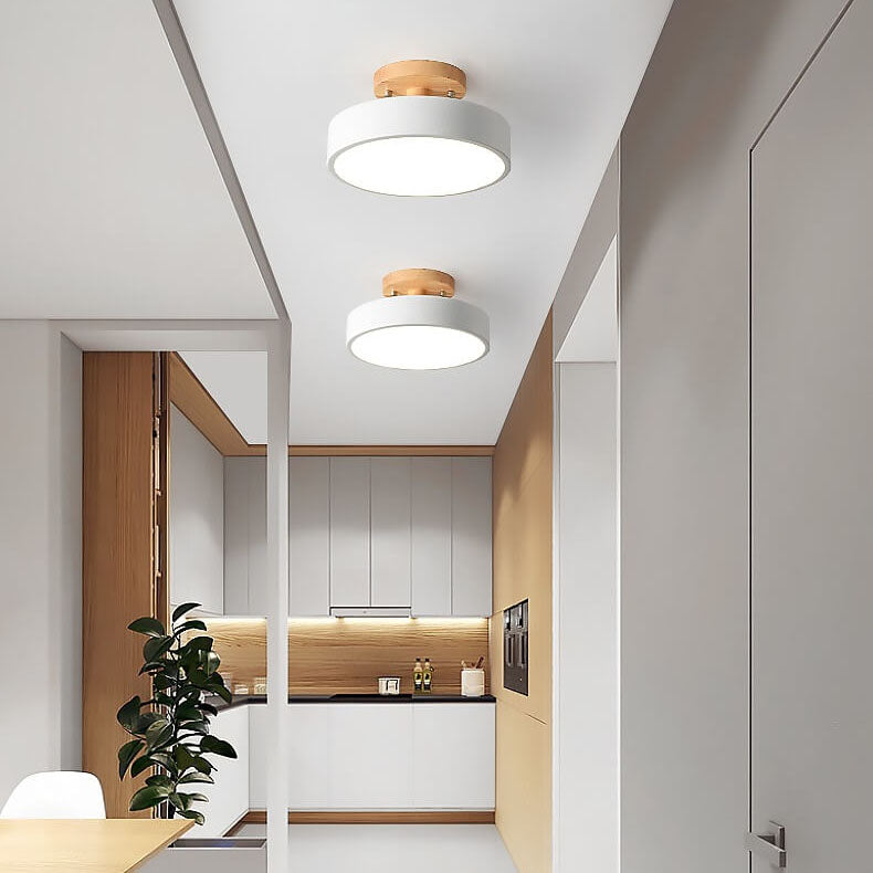 Nordic Round Wood Ceiling Light | Scandinavian LED Minimalist Design product view scandinavian pendant light