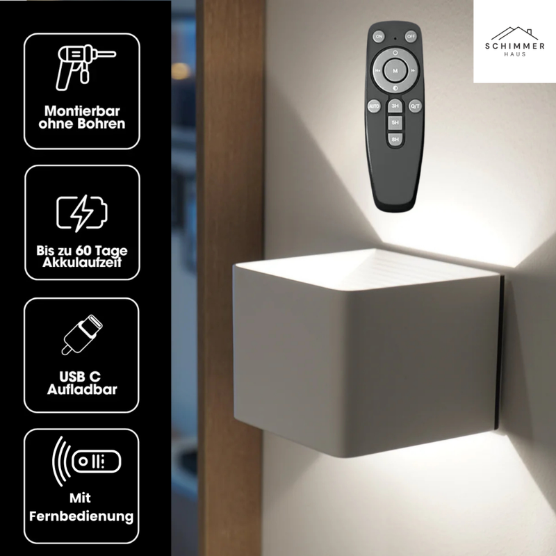 MovoLuxe Premium rechargeable wall light, cordless dimmable LED with remote, side view