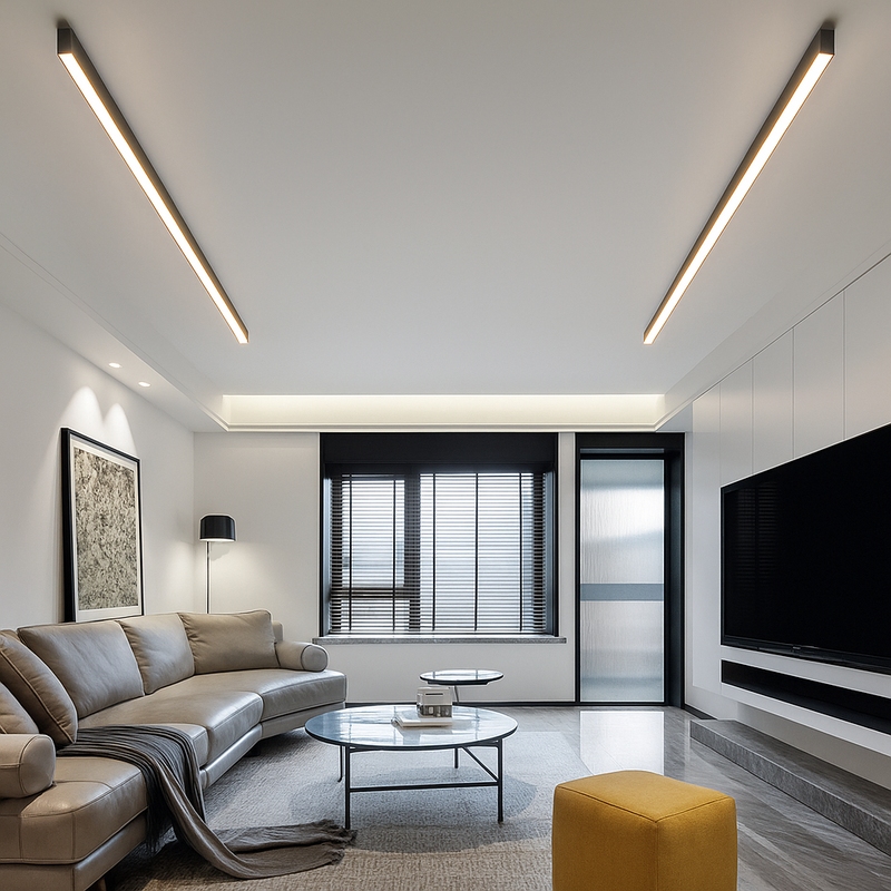ScandiGlow Ceiling Light fitted in a cosy Scandinavian-style interior with natural wood accents led flush ceiling light