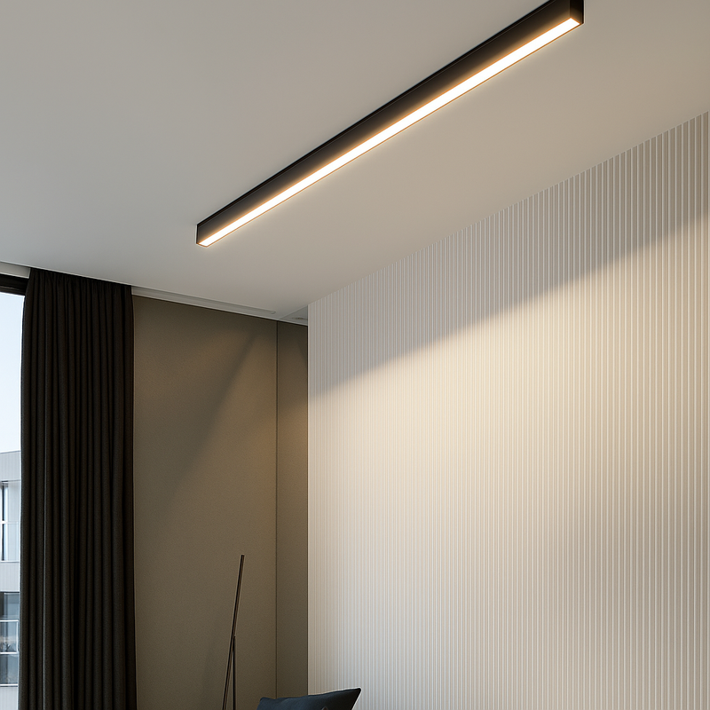 ScandiGlow Ceiling Light glowing softly in a contemporary bedroom setting nordic ceiling lamp