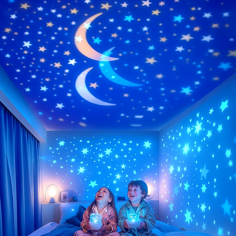 Kids star projector night light 2-in-1 colourful starry sky projected on the ceiling