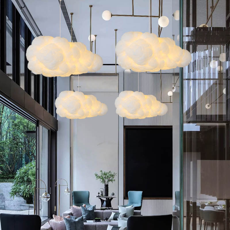 Nimbus cloud pendant light side perspective, minimalist white pendant light E27