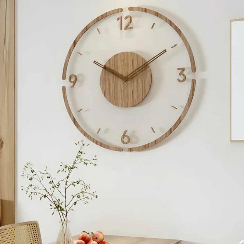 Nock silent wall clock close-up of the hands, silent acrylic wall clock
