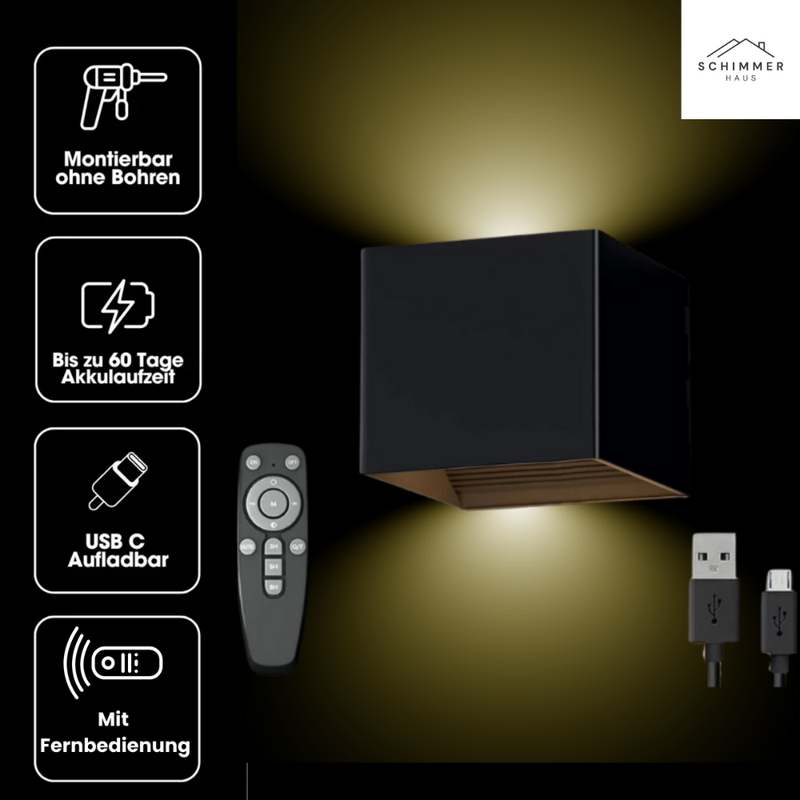 MovoLuxe Premium wall light product image, cordless dimmable LED wall lamp with remote