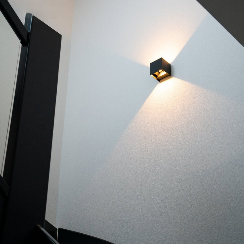 MovoLuxe LED night light on the wall, motion sensor lamp in black