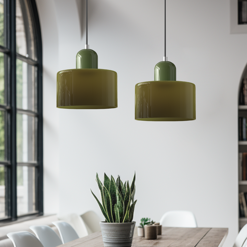 Bauhaus Glass Pendant Light | Geometric Minimalist Art Deco Style Ceiling Fitting side view glass pendant ceiling light