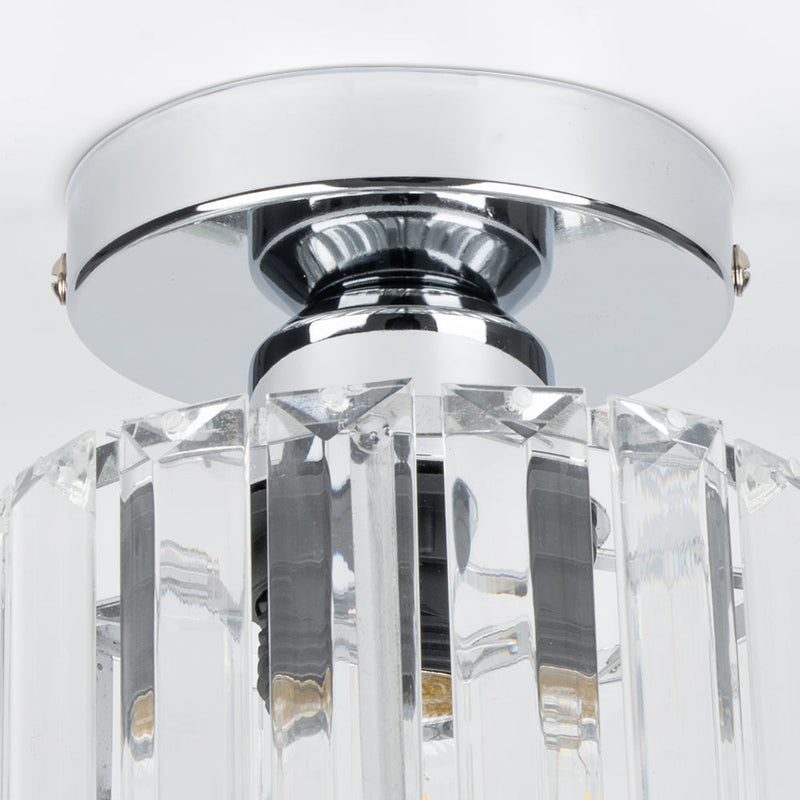 Square Flush Ceiling Light | Modern Gold & Black Crystal Glass Fitting 17cm side view flush ceiling light modern