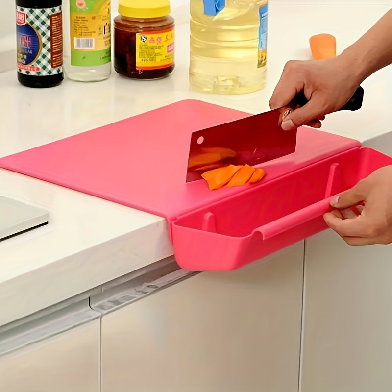 2-in-1 Chopping Board with Storage Box with the storage box pulled open showing ample food-safe interior space chopping board with storage box