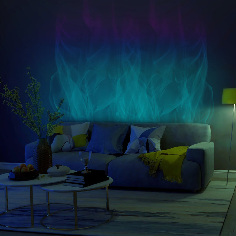 Ocean Wave projector lighting a ceiling with a wave-like sea-blue light effect, wall washer