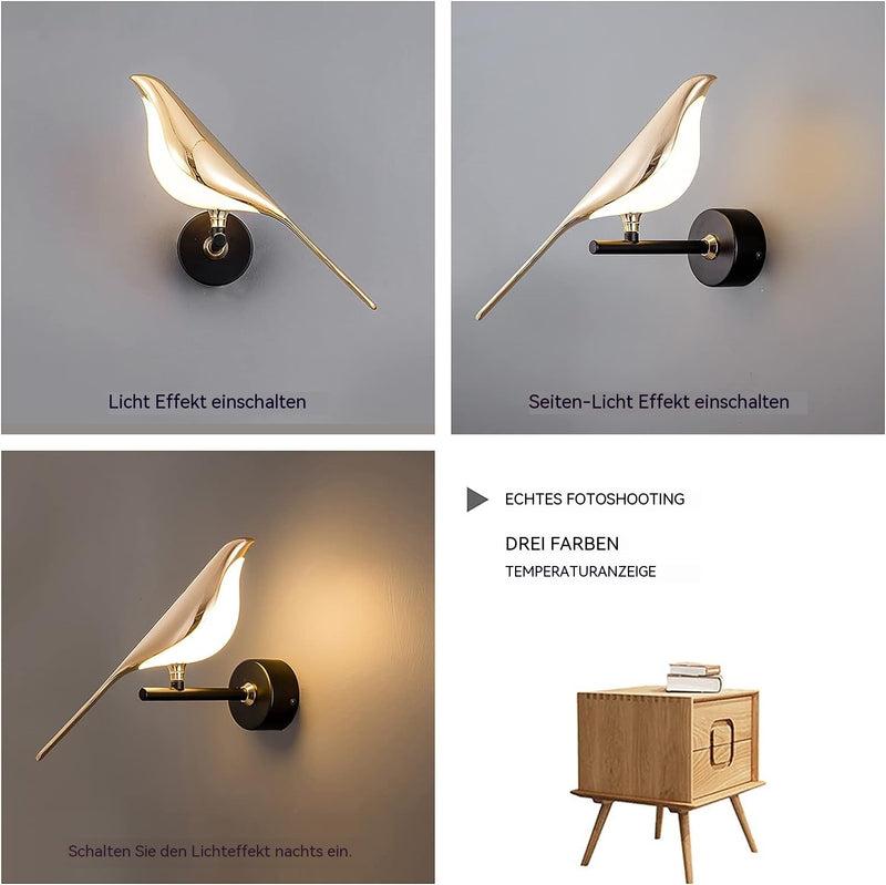Vogel bird wall light, artistic LED decorative wall lamp, living room setting