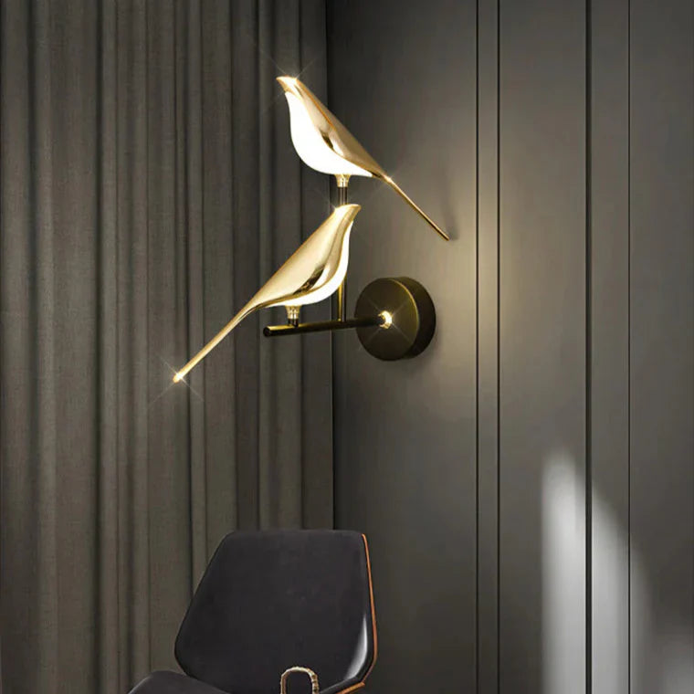 Vogel bird wall light, artistic LED decorative wall lamp, living room setting
