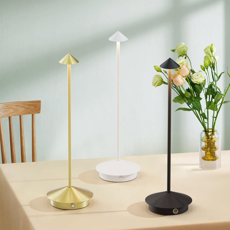 ClarityGlow Table Lamp front view on a desk showing sleek modern design rechargeable table lamp