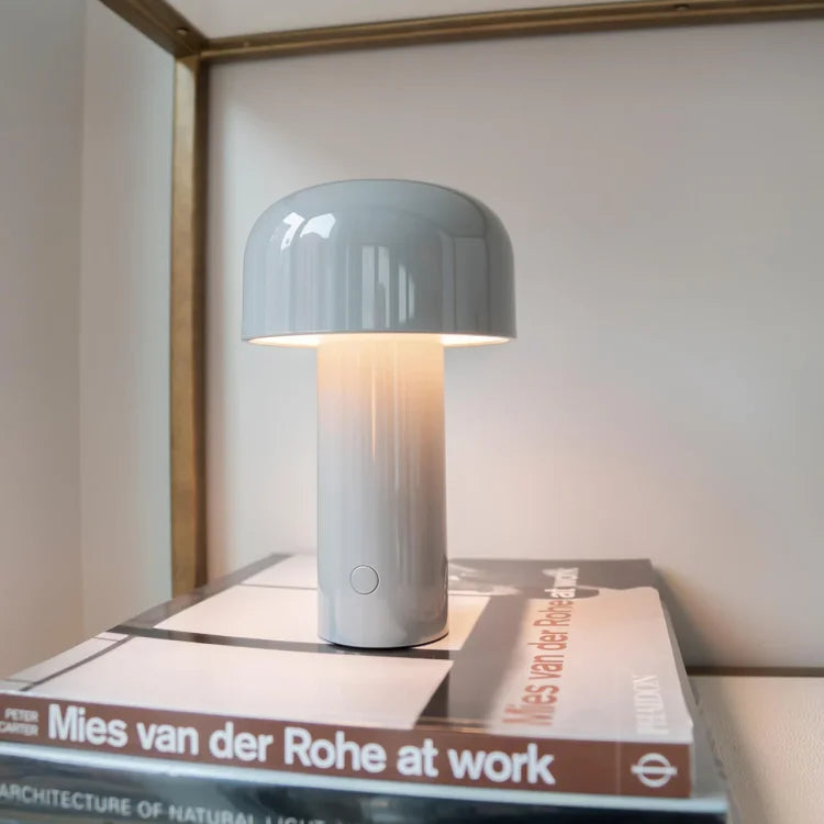 Agari mushroom table lamp from above, mushroom-shaped shade, LED ambient light