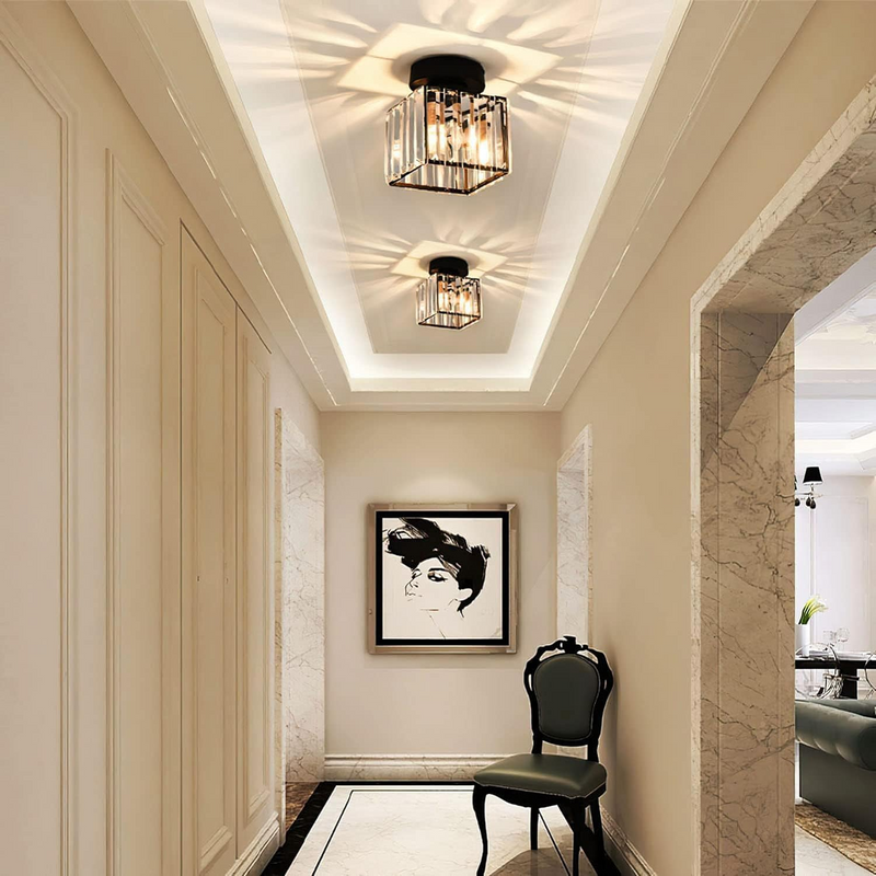 Square Flush Ceiling Light side profile view displaying slim low-profile design and black square ceiling light construction