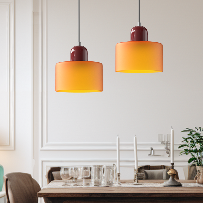 Bauhaus Glass Pendant Light side profile view revealing geometric silhouette glass pendant ceiling light