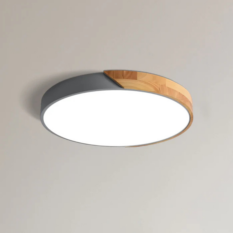 Delos wooden ceiling light, Scandinavian warm white LED ceiling lamp, warm white glow