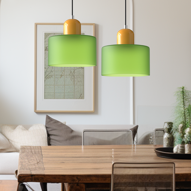 Bauhaus Glass Pendant Light full length shot with adjustable cable and canopy glass pendant ceiling light