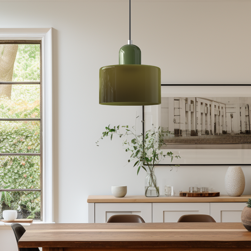 Bauhaus Glass Pendant Light overhead angle displaying geometric top structure glass pendant ceiling light