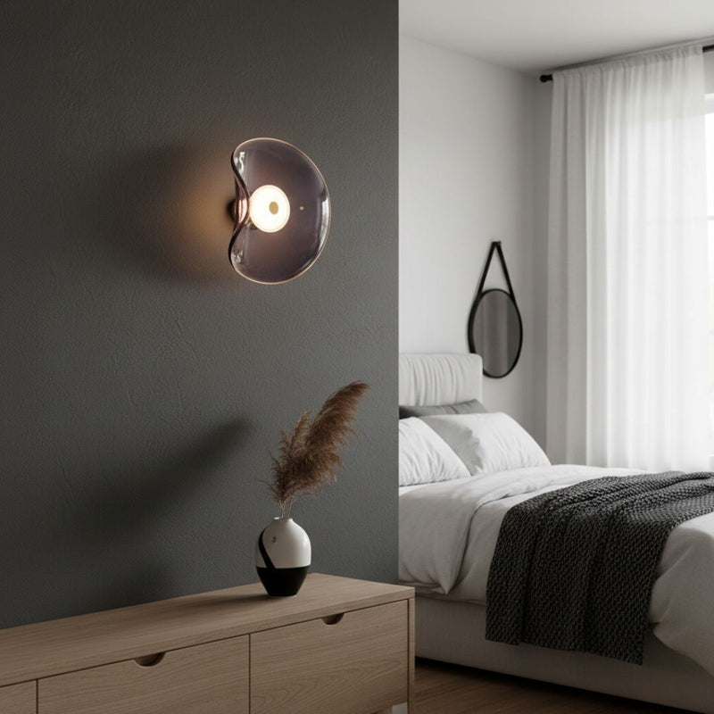 LED glass wall light product detail of bracket and glass shade, LED wall lamp