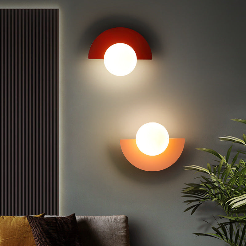 Aurora half moon wall light detail, high-quality coloured glass wall lamp