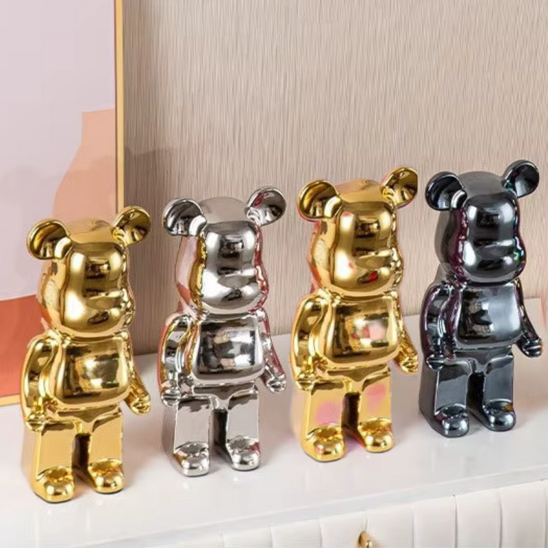 Abstract Bear Sculpture 28cm resin ornament close-up view showcasing textured handcrafted finish bear figurine statue