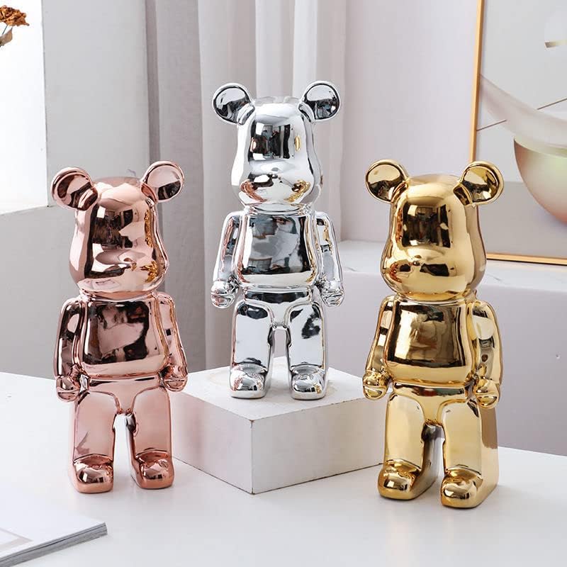 Abstract Bear Sculpture handcrafted resin ornament displayed on a surface showing full figurine detail bear sculpture decorative