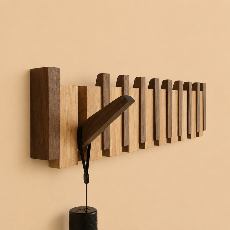 Piano Wooden Wall Coat Rack | Solid Wood Wall Mounted Hallway Hooks