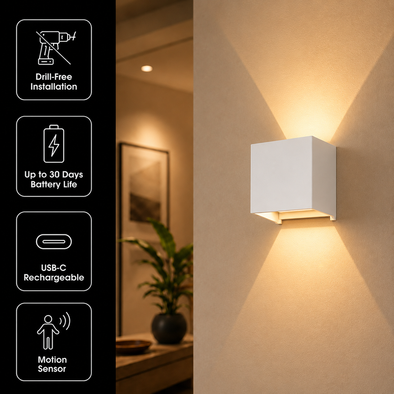 MovoLuxe Motion Sensor Light | Cordless LED Night Light, Rechargeable