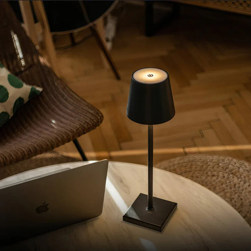 AuraLite Nordic Design Table Lamp positioned beside decorative objects on a shelf, nordic design table lamp