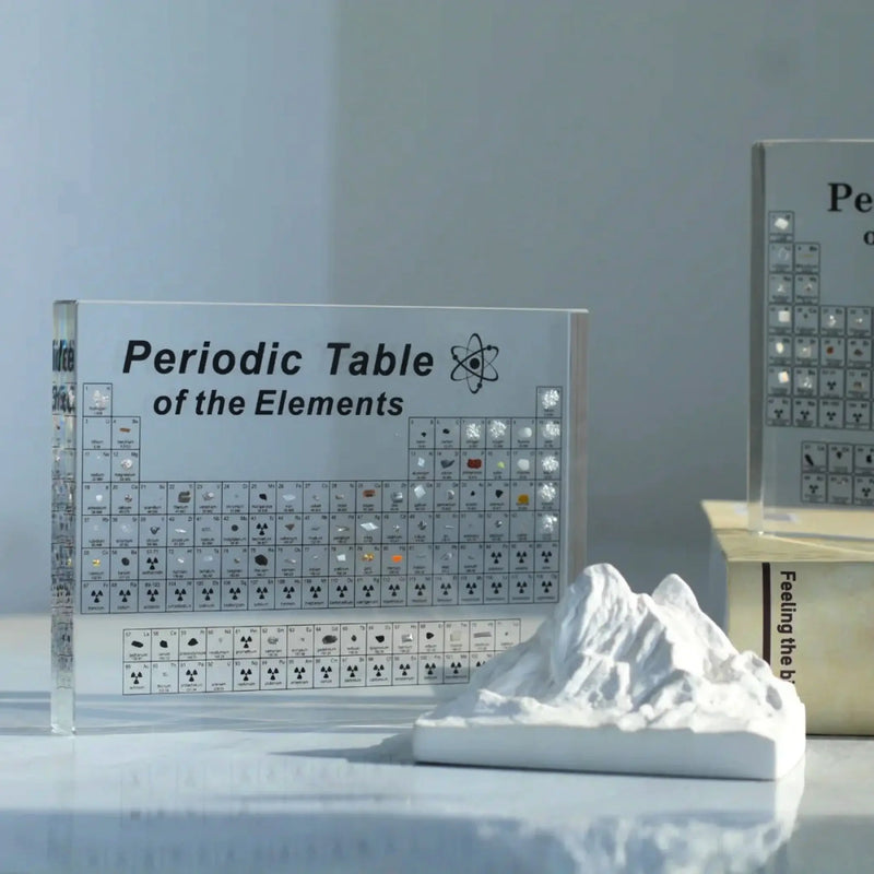 Periodic Table Element Display Lamp close-up of laser engraved element symbols and atomic numbers on clear acrylic element display lamp