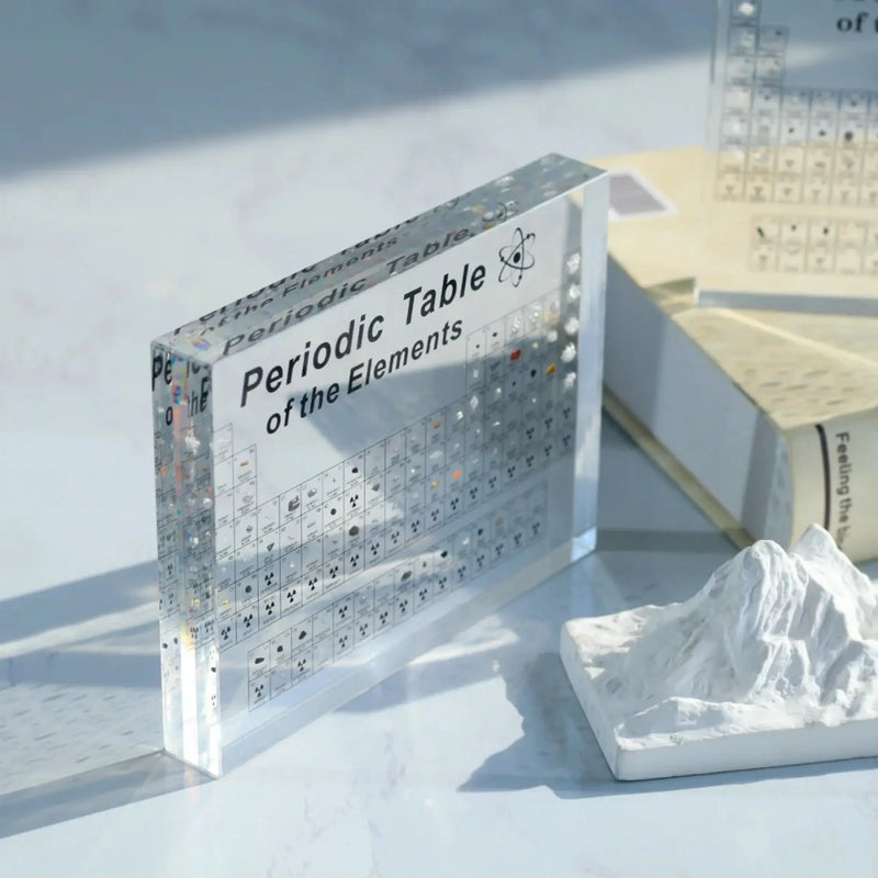 Periodic Table Element Display Lamp styled on desk as decorative science gift with soft illumination periodic table wall light