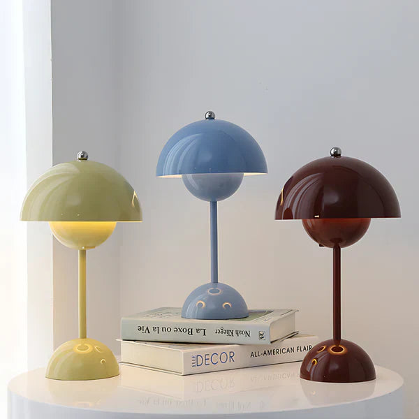 VivoLume Designer Table Lamp in khaki beige colourway shown against a neutral background modern ambient table lamp