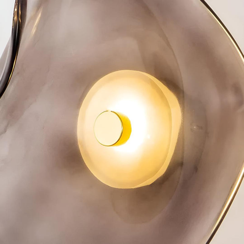 LED glass wall light side view, stylish wall lamp in high-quality glass