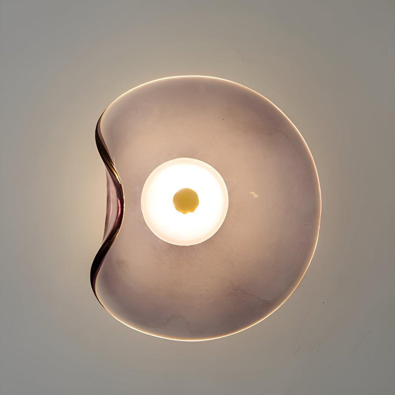 LED glass wall light mounted view, modern wall lamp fixed to the wall