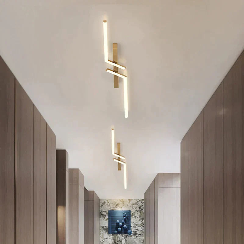 Linear LED Ceiling Light sleek slim profile view mounted on white ceiling dimmable led ceiling light