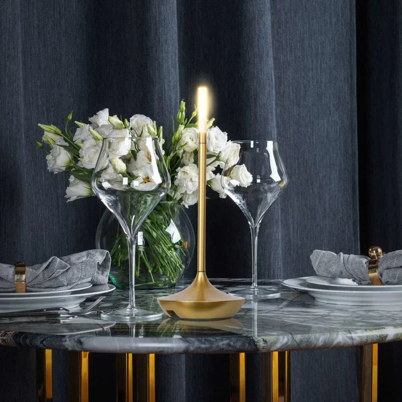 Scandinavian Kandelaar lamp technical product view, dimmable cordless LED table lamp dimensions
