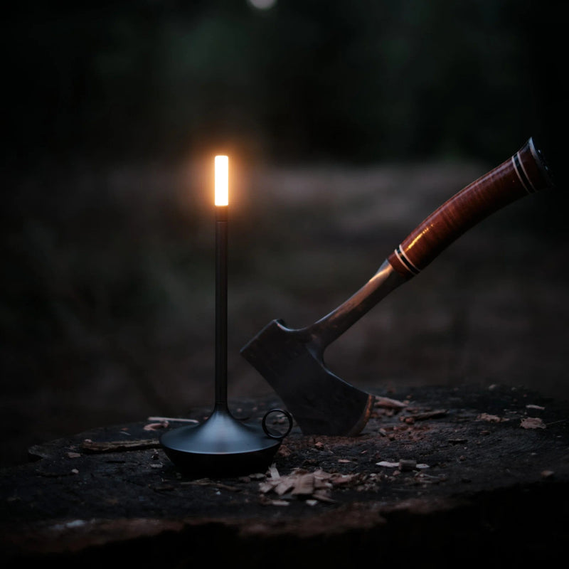 Scandinavian Kandelaar lamp in black, cordless LED table lamp with warm light, Nordic design