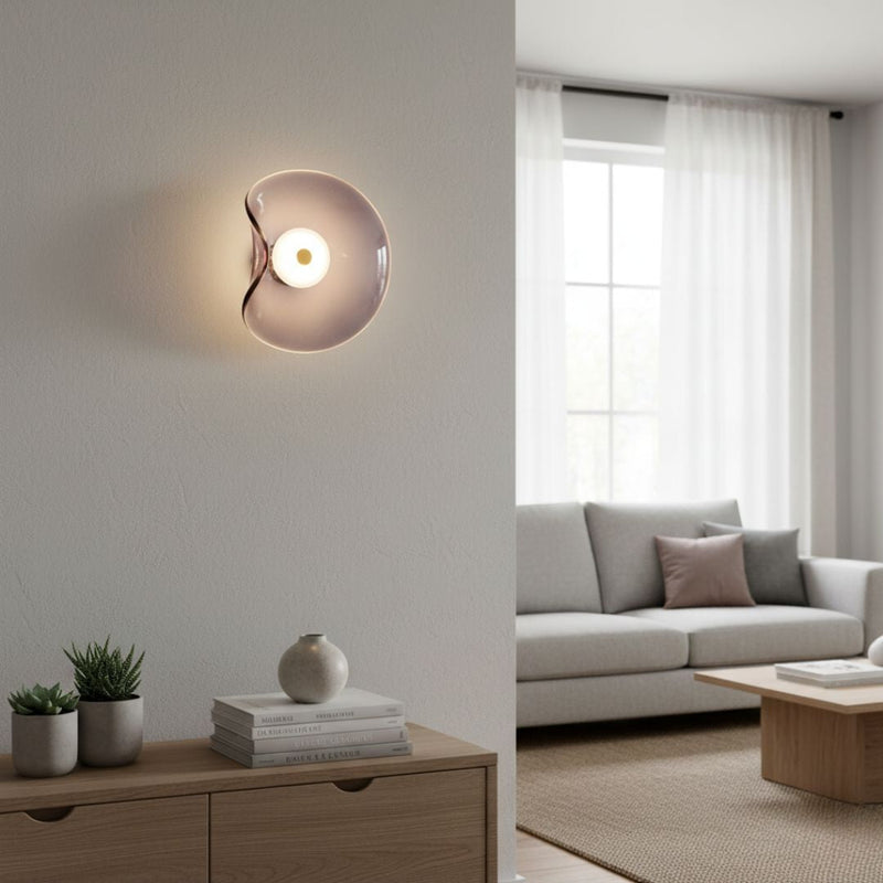 LED glass wall light full view, elegant design glass wall light modern